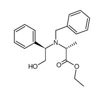 (R)-2-[Benzyl-((R)-2-hydroxy-1-phenyl-ethyl)-amino]-propionic acid ethyl ester结构式