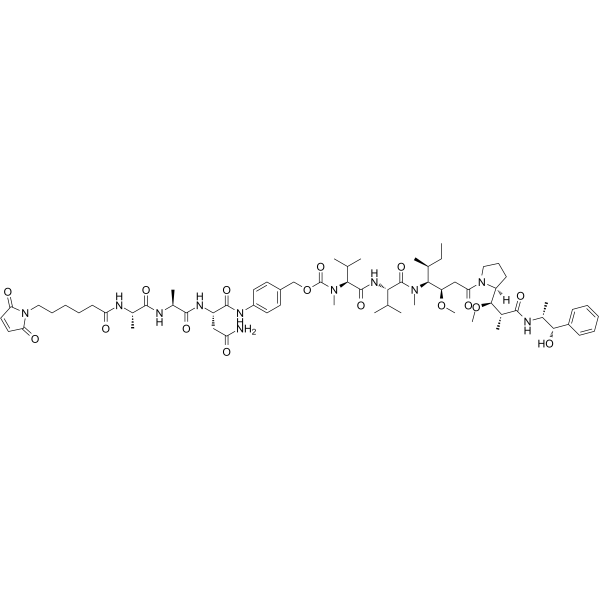 Mc-Alanyl-Alanyl-Asparagine-PAB-MMAE结构式
