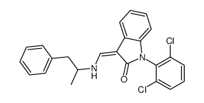 (3Z)-1-(2,6-dichlorophenyl)-3-[(1-phenylpropan-2-ylamino)methylidene]indol-2-one Structure