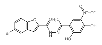 5-bromo-N-[1-(2-hydroxy-5-nitro-4-oxo-1-cyclohexa-2,5-dienylidene)ethyl]benzofuran-2-carbohydrazide结构式
