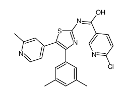 6-chloro-N-[4-(3,5-dimethylphenyl)-5-(2-methylpyridin-4-yl)-1,3-thiazol-2-yl]pyridine-3-carboxamide Structure