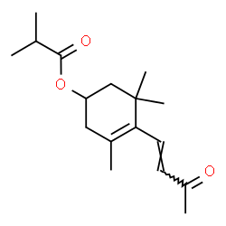 2-Methylpropanoic acid 3,5,5-trimethyl-4-(3-oxo-1-butenyl)-3-cyclohexen-1-yl ester structure