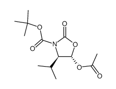 (4R,5S)-5-acetyloxy-4-isopropyl-2-oxo-oxazolidine-3-carboxylic acid tert-butyl ester Structure