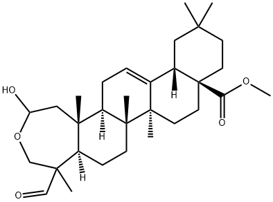 2-Hydroxy-23-oxo-A-homo-3-oxaolean-12-en-28-oic acid methyl ester Structure