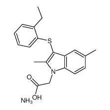 3-[(2-ethylphenyl)thio]-2,5-dimethyl-1H-indole-1-acetic acid ammonium salt Structure