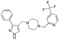 piperazine, 1-[(3-phenyl-1h-pyrazol-4-yl)methyl]-4-[[4-(trifluoromethyl)-2-pyridinyl]methyl]- Structure