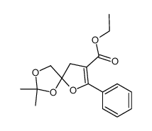2,2-dimethyl-7-phenyl-1,3,6-trioxa-spiro[4.4]non-7-ene-8-carboxylic acid ethyl ester结构式