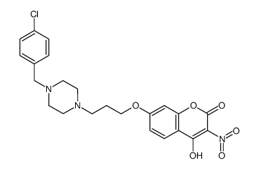 1-(4-chlorobenzyl)-4-[3-(4-hydroxy-3-nitrocoumarin-7-yloxy)propyl]piperazine结构式