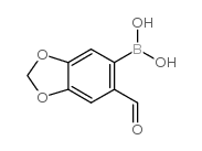 (6-甲酰基苯并[d][1,3]二氧杂环戊烯-5-基)硼酸结构式