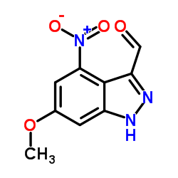 6-Methoxy-4-nitro-1H-indazole-3-carbaldehyde结构式