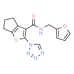 N-(furan-2-ylmethyl)-2-(1H-tetrazol-1-yl)-5,6-dihydro-4H-cyclopenta[b]thiophene-3-carboxamide structure