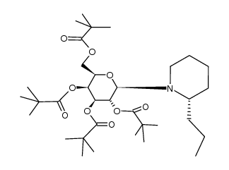 (2S)-2-propyl-1-(2,3,4,6-tetra-O-pivaloyl-β-D-galactopyranosyl)piperidine结构式
