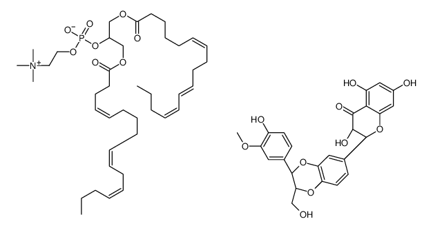 [1-[(4E,9E,12E)-hexadeca-4,9,12-trienoyl]oxy-3-[(6E,10E,12E)-hexadeca-6,10,12-trienoyl]oxypropan-2-yl] 2-(trimethylazaniumyl)ethyl phosphate,(2R,3R)-3,5,7-trihydroxy-2-[3-(4-hydroxy-3-methoxyphenyl)-2-(hydroxymethyl)-2,3-dihydro-1,4-benzodioxin-6-yl]-2,3 Structure