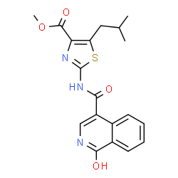 methyl 2-{[(1-hydroxyisoquinolin-4-yl)carbonyl]amino}-5-(2-methylpropyl)-1,3-thiazole-4-carboxylate结构式