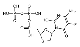 [[[(2R,5S)-5-(4-amino-5-fluoro-2,6-dioxo-3H-pyrimidin-1-yl)-1,3-oxathi olan-2-yl]methyl-hydroxy-phosphoryl]oxy-hydroxy-phosphoryl]oxyphosphon ic acid结构式