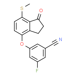 3-氟-5-((7-(甲硫基)-1-氧代-2,3-二氢-1H-茚-4-基)氧基)苄腈结构式