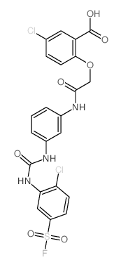 5-chloro-2-[[3-[(2-chloro-5-fluorosulfonyl-phenyl)carbamoylamino]phenyl]carbamoylmethoxy]benzoic acid结构式
