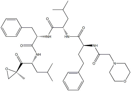 (S)-4-Methyl-N-((S)-1-(((R)-4-Methyl-1-((R)-2-Methyloxiran-2-yl)-1-oxopentan-2-yl)aMino)-1-oxo-3-phenylpropan-2-yl)-2-((S)-2-(2-MorpholinoacetaMido)-4-phenylbutanaMido)pentanaMide structure