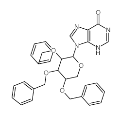 Hypoxanthine,9-(2,3,4-tri-O-benzyl-b-D-arabinopyranosyl)- (8CI) structure