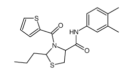 N-(3,4-dimethylphenyl)-2-propyl-3-(thiophene-2-carbonyl)-1,3-thiazolidine-4-carboxamide Structure