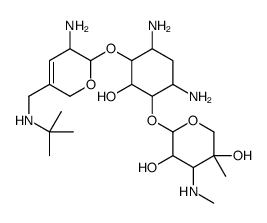 2-[4,6-diamino-3-[[3-amino-5-[(tert-butylamino)methyl]-3,6-dihydro-2H-pyran-2-yl]oxy]-2-hydroxycyclohexyl]oxy-5-methyl-4-(methylamino)oxane-3,5-diol结构式