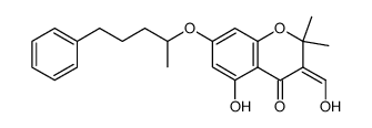 2,3-dihydro-5-hydroxy-3-(hydroxymethylene)-2,2-dimethyl-7-(1-methyl-4-phenylbutoxy)-4H-1-benzopyran-4-one结构式