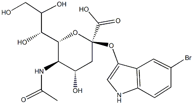 5-N-acetylneuraminic acid-5-bromo-3-indolyl-alpha-ketoside structure