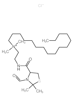 1-Hexadecanaminium,N-[2-[[(3-formyl-2,2-dimethyl-4-thiazolidinyl)carbonyl]amino]ethyl]-N,N-dimethyl-,chloride, (R)- (9CI)结构式