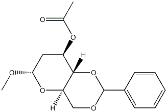 Methyl 3-O-acetyl-4-O,6-O-benzylidene-2-deoxy-α-D-glucopyranoside structure