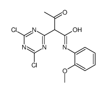 alpha-acetyl-4,6-dichloro-N-(2-methoxyphenyl)-1,3,5-triazin-2-acetamide Structure