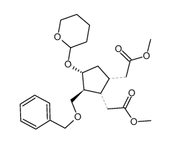 methyl 3α-hydroxy-2β-(benzyloxymethyl)-5ξ-(carbomethoxymethyl)cyclopentane-1ξ-acetate tetrahydropyran-2-yl ether Structure