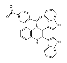 (2,3-di(1H-indol-3-yl)-3,4-dihydroquinoxalin-1(2H)-yl)(4-nitrophenyl)methanone结构式