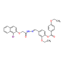 4-[(E)-({[(1-Bromo-2-naphthyl)oxy]acetyl}hydrazono)methyl]-2-ethoxyphenyl 4-ethoxybenzoate结构式