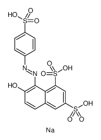 trisodium 7-hydroxy-8-[(4-sulphonatophenyl)azo]naphthalene-1,3-disulphonate structure