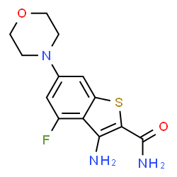 3-AMINO-4-FLUORO-6-MORPHOLIN-4-YL-BENZO[B]THIOPHENE-2-CARBOXYLIC ACID AMIDE结构式
