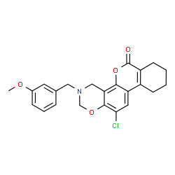 12-chloro-3-[(3-methoxyphenyl)methyl]-2,4,7,8,9,10-hexahydroisochromeno[3,4-f][1,3]benzoxazin-6-one structure