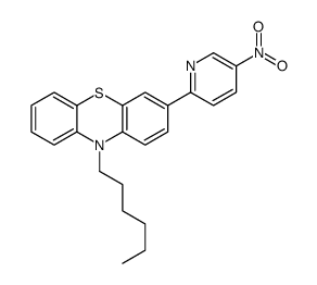 10-hexyl-3-(5-nitropyridin-2-yl)phenothiazine结构式