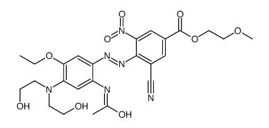2-methoxyethyl 4-[[2-(acetylamino)-4-[bis(2-hydroxyethyl)amino]-5-ethoxyphenyl]azo]-3-cyano-5-nitrobenzoate structure