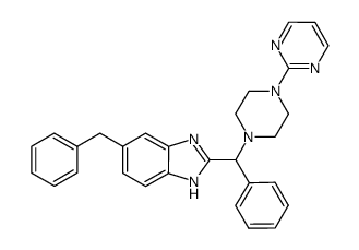 5-benzyl-2-(phenyl(4-(pyrimidin-2-yl)piperazin-1-yl)methyl)-1H-benzo[d]imidazole结构式