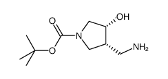 1,1-dimethylethyl (3R,4R)-3-(aminomethyl)-4-hydroxy-1-pyrrolidinecarboxylate结构式