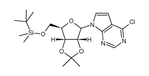 4-chloro-7-[5-O-[(1,1-dimethylethyl)dimethysilyl]-2,3-O-(1-methylethylidene)-D-ribofuranosyl]-7H-pyrrolo[2,3-d]pyrimidine Structure