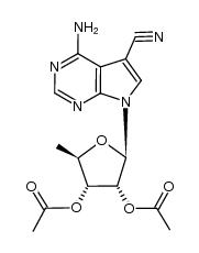 4-amino-5-cyano-7-(5-deoxy-2,3-di-O-acetyl-β-D-ribofuranosyl)pyrrolo[2,3-d]pyrimidine Structure