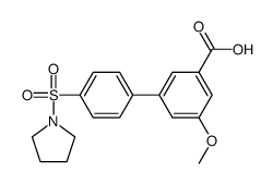 3-methoxy-5-(4-pyrrolidin-1-ylsulfonylphenyl)benzoic acid结构式