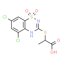 2-[(5,7-Dichloro-2H-1,2,4-benzothiadiazine 1,1-dioxide)-3-ylthio]propanoic acid Structure