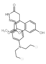 2H-1-Benzopyran-4-aceticacid, 7-hydroxy-2-oxo-,[[4-[bis(2-chloroethyl)amino]-2-methylphenyl]methylene]hydrazide (9CI)结构式