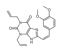 1H-Purine-2,6-dione, 3,7-dihydro-8-(2-(3,4-dimethoxyphenyl)ethenyl)-1, 3-di-2-propenyl-, (E)- Structure
