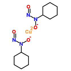 bis(N-hydroxy-N-nitrosocyclohexylaminato-O,O')copper Structure