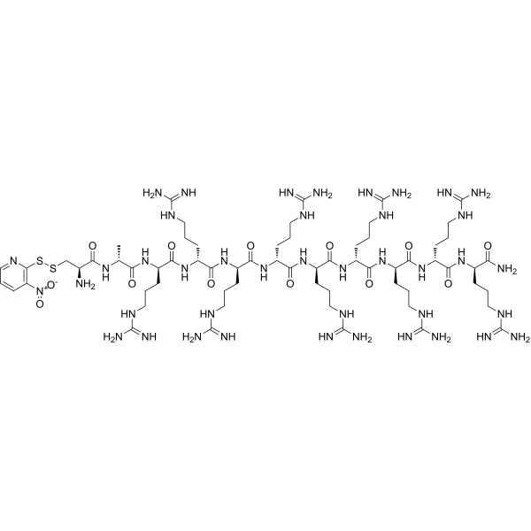 H-Cys(NPys)-D-Arg-D-Arg-D-Arg-D-Arg-D-Arg-D-Arg-D-Arg-D-Arg-D-Arg-NH2 trifluoroacetate salt结构式