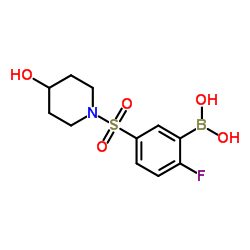 (2-氟-5-((4-羟基哌啶-1-基)磺酰)苯基)硼酸结构式