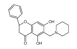 (2S)-5,7-dihydroxy-2-phenyl-6-(piperidin-1-ylmethyl)-2,3-dihydrochromen-4-one结构式